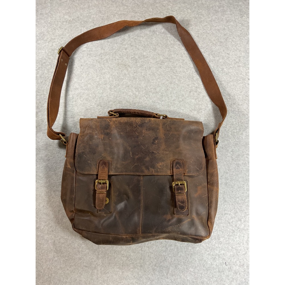 Moonster Leather Messenger Bag Brown Buffalo Satchel Laptop Crossbody Briefcase